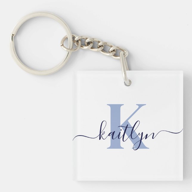 Blått Initialt Namn Monogram (Framsidan)
