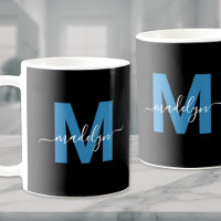 Blått Initialt Namn Monogram