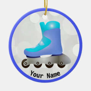 Blått inline skate Design Ceramic Ornament