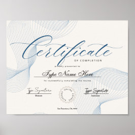 Blått intyg om slutförande, uppnående, exkl. poster