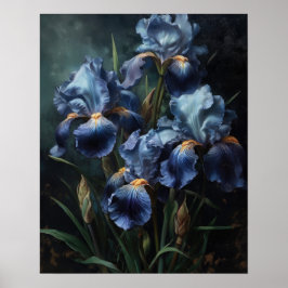 Blått Iris Flowers Art Skriv ut Poster