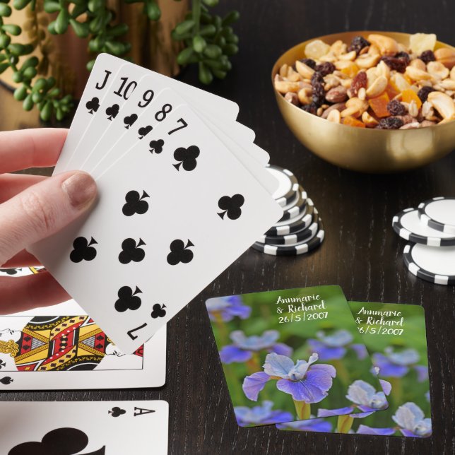 Blått isris blomma i Porträtt-årsdag Casinokort (På plats)