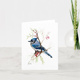 Blått Jay Bevalt Watercolor-kort Anteckningskort