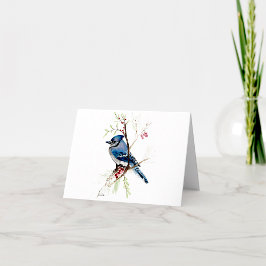Blått Jay Bevalt Watercolor-kort Anteckningskort