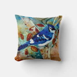 Blått Jay i träd Kudde