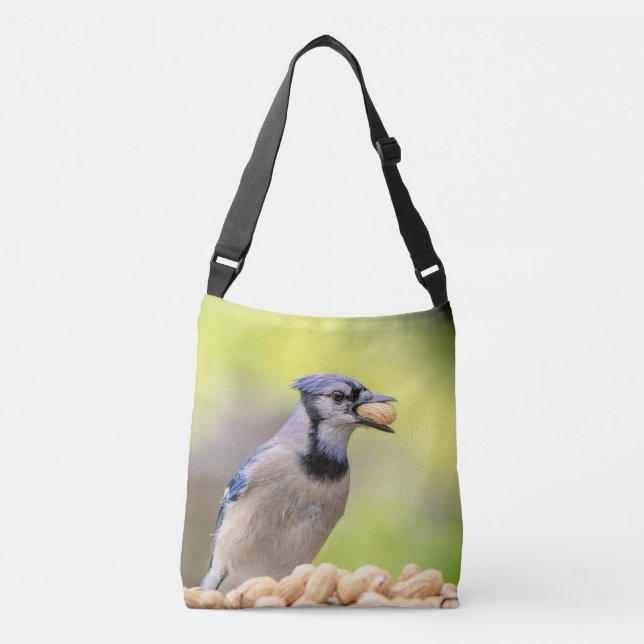 Blått jay med en jordnöt axelväska (Framsida)