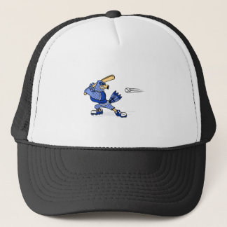 Blått Jay som leker baseball Truckerkeps