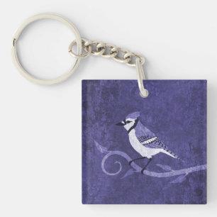 Blått Jay tvåsidiga Keychain