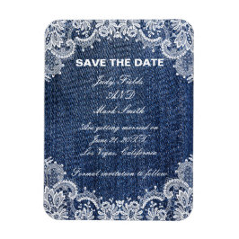 Blått Jean Denim och Snöre Spara datum Magnet