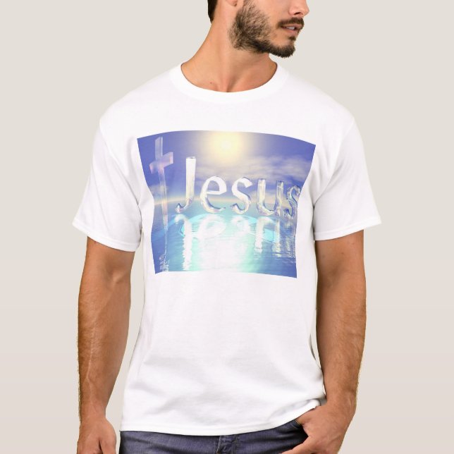 Blått Jesus Tee Shirt (Framsida)