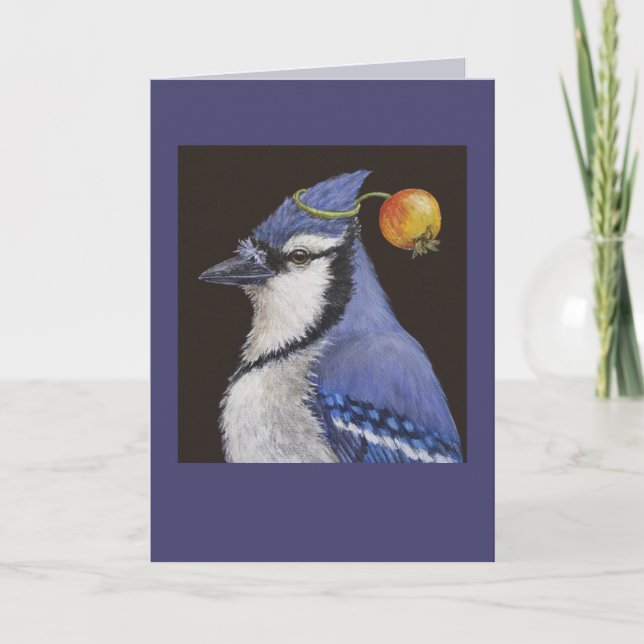 blått jö med krabbäppelkort kort (Framsida)