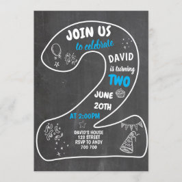 Blått jokernummer för andra födelsedag inbjudningar