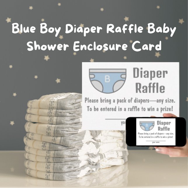 Blått jokertecken Raffle Baby Shower-kuvert Inbjudningar (Blue Boy Diaper Raffle Baby Shower Cards)