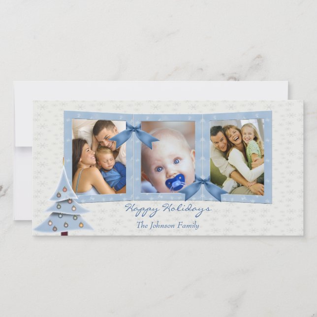Blått julfoto julkort (Framsida)