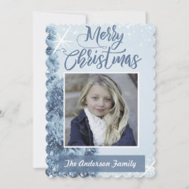 Blått julfoto julkort