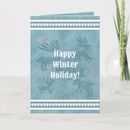 Blått Julhälsningar kort för sydvästra vinter-Hjor