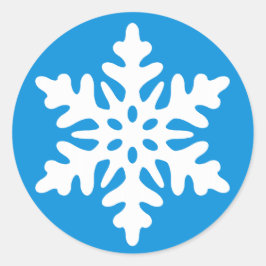 Blått julomslag försegling w/ White Snowflake Runt Klistermärke