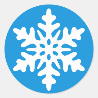 Blått julomslag försegling w/ White Snowflake Runt Klistermärke