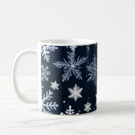 Blått Kall i snöflingor Winter Design Cute Kaffemugg