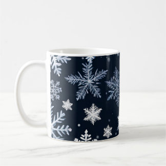 Blått Kall i snöflingor Winter Design Cute Kaffemugg