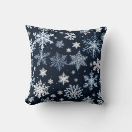 Blått Kall i snöflingor Winter Design Cute Kudde