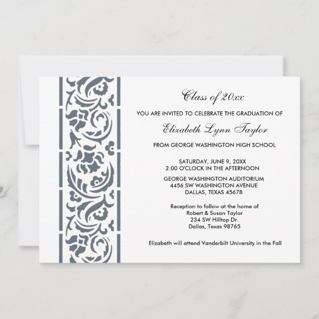 Blått Kant Studenten-meddelande eller inbjudan (Framsida)