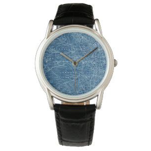 Blått Karta Armbandsur