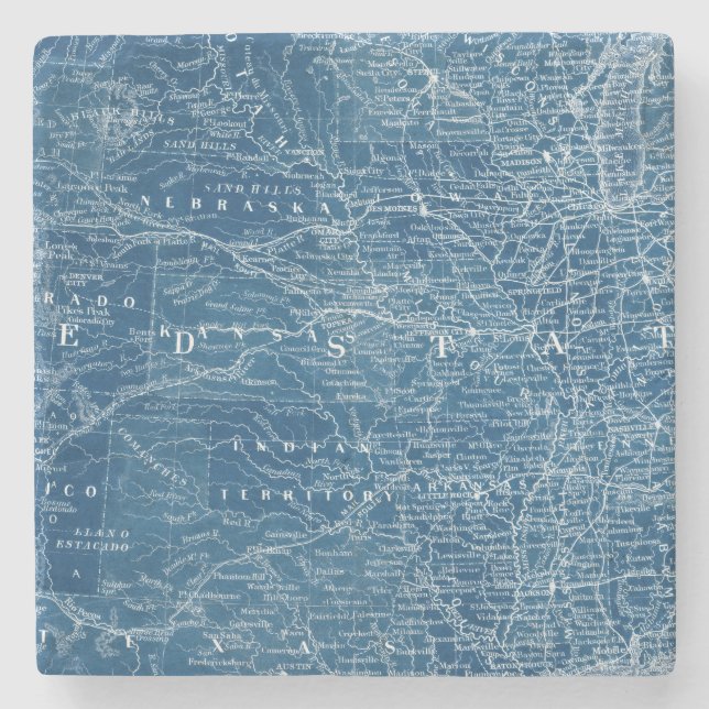 Blått Karta Stenunderlägg (Framsidan)