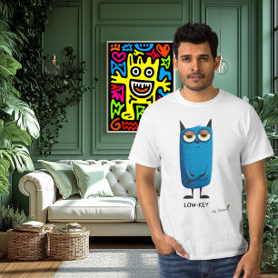 Blått katt LÅG-NYCKEL - enligt design Roligten T Shirt