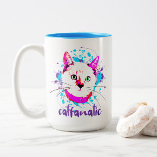 Blått kattfett från Cute Kattunge Ansikte Två-Tonad Mugg