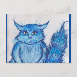 blått kattkort helg vykort