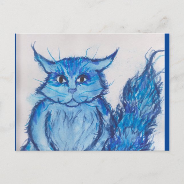 blått kattkort helg vykort (Framsida)