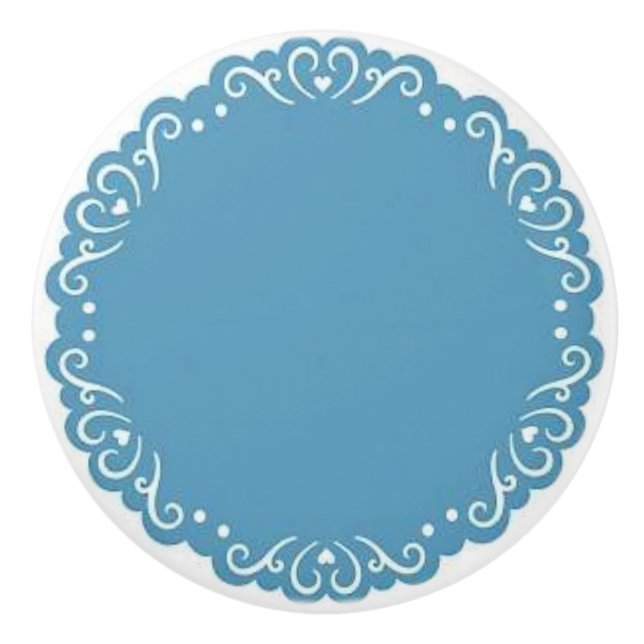 Blått keramiskt knopp/Hearter Knopp (Framsidan)