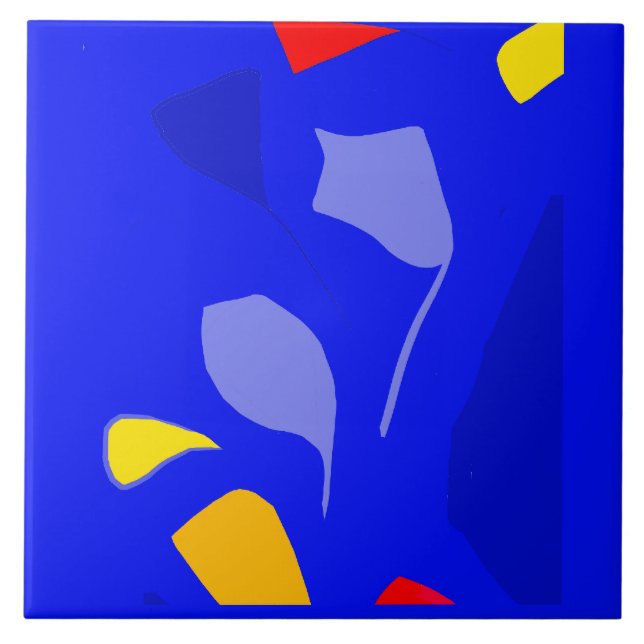 Blått keramiskt plattor, liten (4,25 x 4,25 tum) kakelplatta (Framsidan)