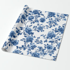 Blått kineseri blomstermönstrat presentpapper