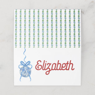 Blått kinesiskt Ornament-mappat platskort Placeringskort