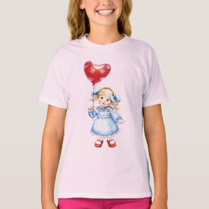 Blått klädd flicka t-shirt