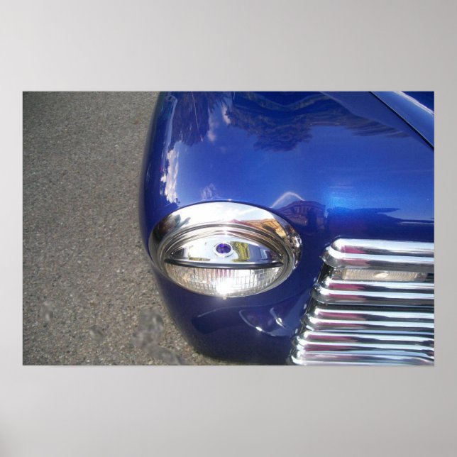 Blått klassisk bil poster (Framsidan)