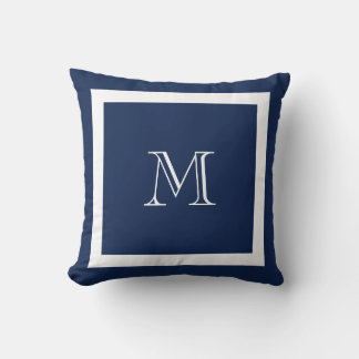 Blått klassiskt monogram Dekorativ kudde
