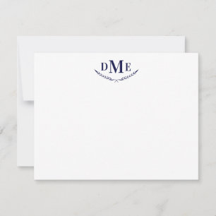 Blått klassiskt vete 3 Inledande monogram Anteckningskort