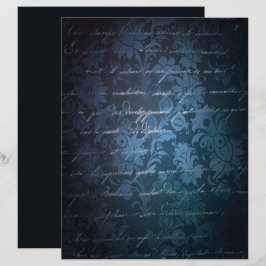 Blått kolgrått grunge blommigt skrapbokspapper