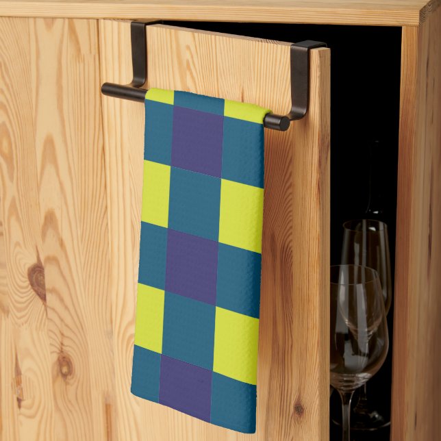 Blått kontrollbord för grönt kökshandduk (Thirds Fold)