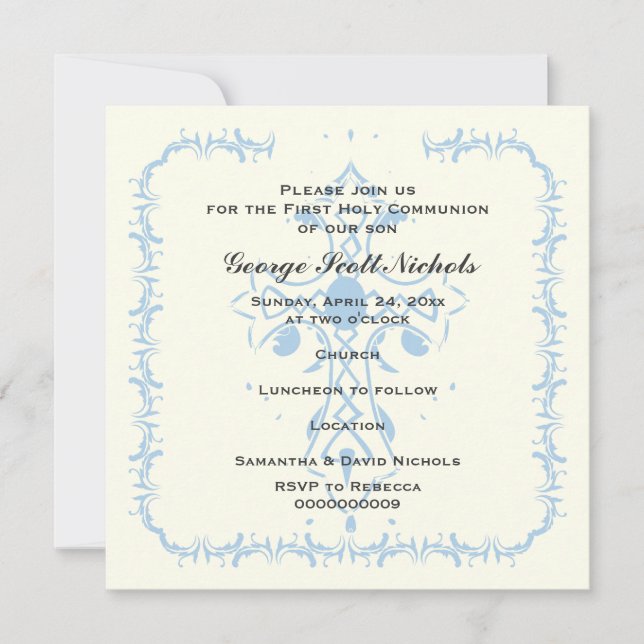 Blått Kor, första bekräftelse Inbjudningar (Framsida)