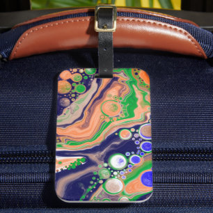 Blått, korall och Grönt Färgmålning - Fluid Art Bagagebricka