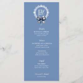 Blått korkett Inspierat Bröllop-menykort Meny