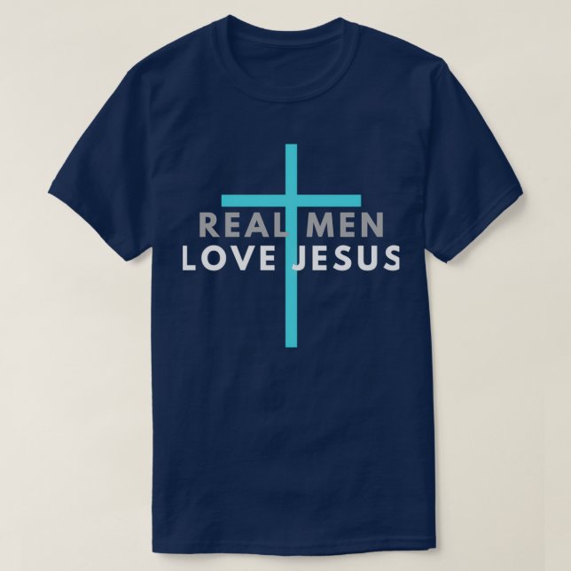 Blått kors i äkta Manar Kärlek Jesus Bible Scriptu T Shirt (Design framsida)