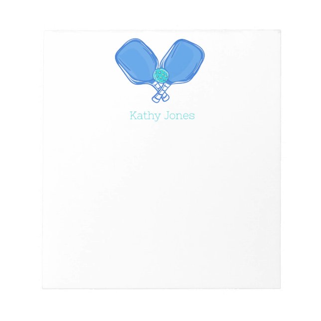 Blått korsad Pickleball Paddles & Boll Anpassnings Anteckningsblock (Framsida)