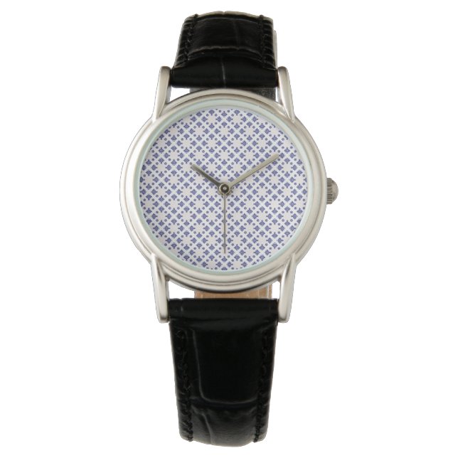 Blått korshängs mönster armbandsur (Framsida)