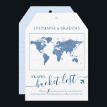Blått kort för Bucket List Travel Adress Märkre Sh<br><div class="desc">Loggage tag-formade duschkort för bucketlista som skapar ett kreativ alternativt gäst bok när vänner och familj fyller dem med resekontroller och semesteridéer för målbröllopspart eller nöjesmottagning eller möhippa party. Visas i dammig skifferblått och marin, men mer färg finns i vår samling eller genom att kontakta den Pappra Grape Zazzle Store...</div>