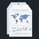 Blått kort för Bucket List Travel Adress Märkre Sh<br><div class="desc">Loggage tag-formade duschkort för bucketlista som skapar ett kreativ alternativt gäst bok när vänner och familj fyller dem med resekontroller och semesteridéer för målbröllopspart eller nöjesmottagning eller möhippa party. Visas i dammig skifferblått och marin, men mer färg finns i vår samling eller genom att kontakta den Pappra Grape Zazzle Store...</div>